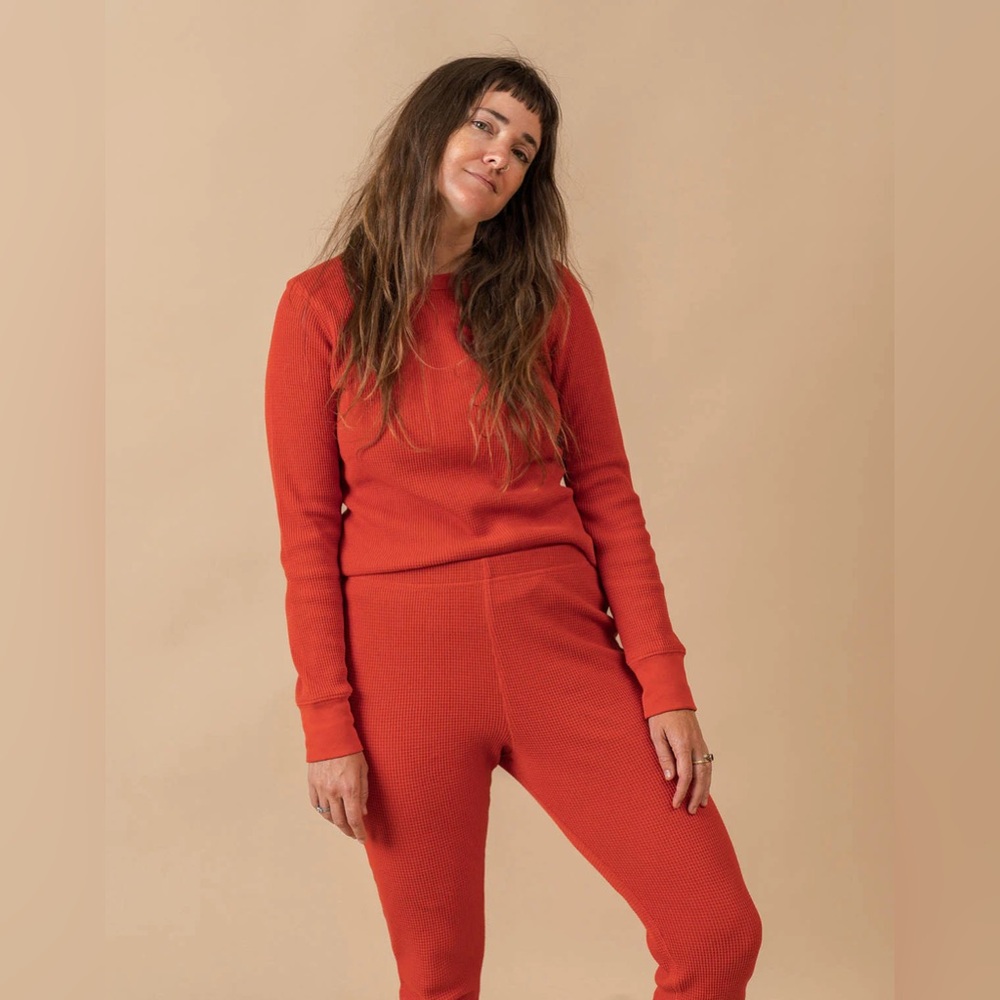 Noble Adult waffle pajama set, size small, Paprika